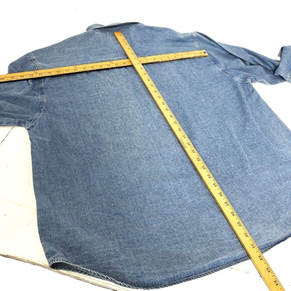 90's Denim Holiday Shirt – Embroidered Cats w/ Sweaters Button-Up Sz 24 VTG - Picture 13 of 15